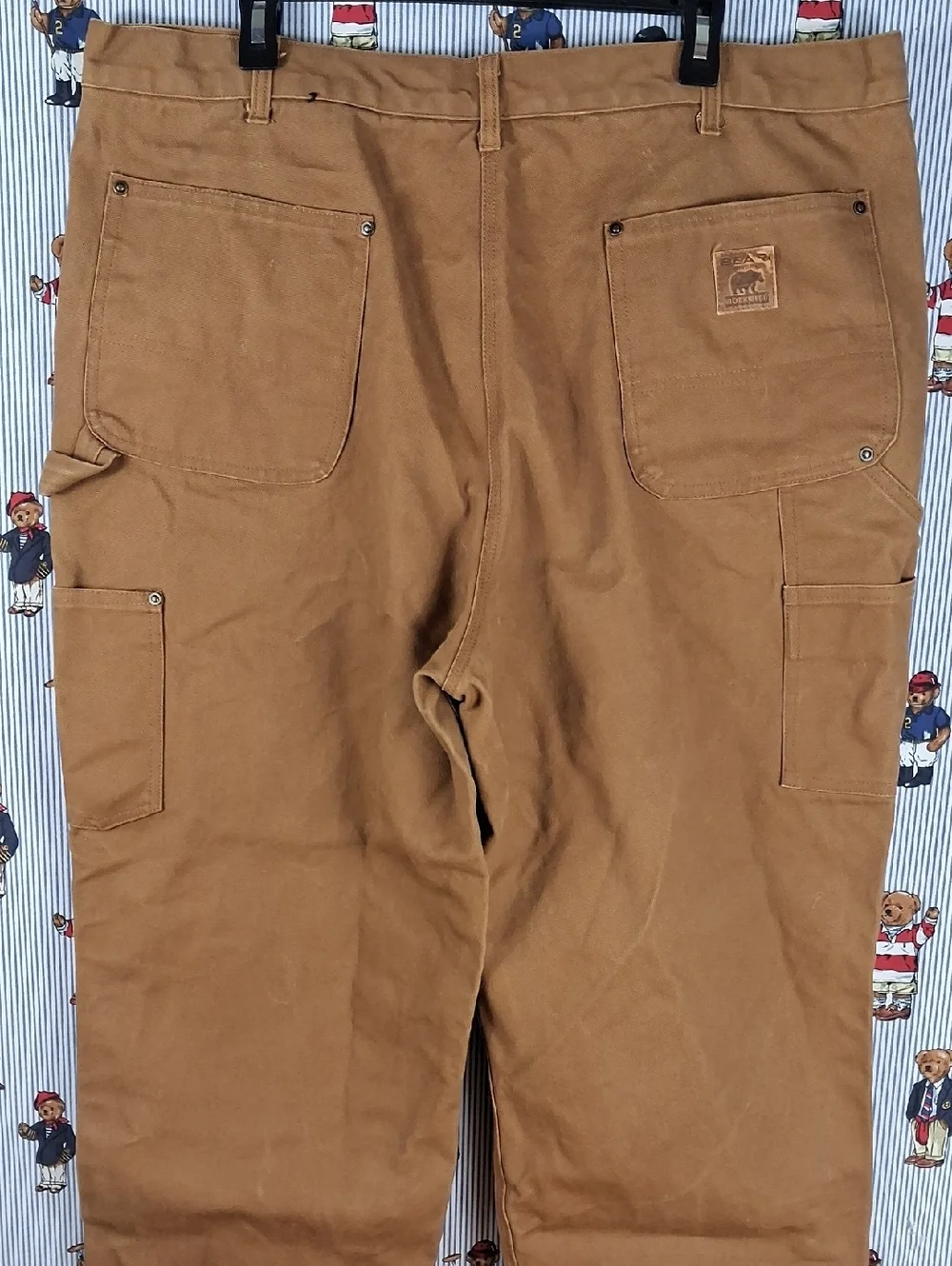 Vintage Bear River Workwear Brown Canvas Double Knee Wide Leg Work Pants 42/30